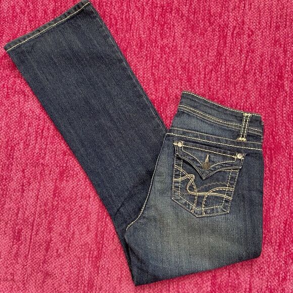 Vintage America Mid Rise Bootcut Embroidered Jeans Size 10P - Picture 1 of 12